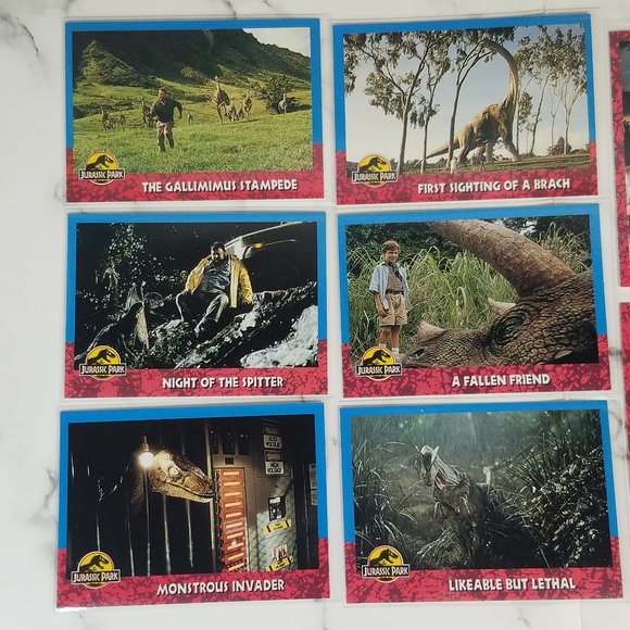 Vintage JP Topps Trading Cards Lot of 10 Jurassic Park Movie Cards Lot #2 - Picture 2 of 12